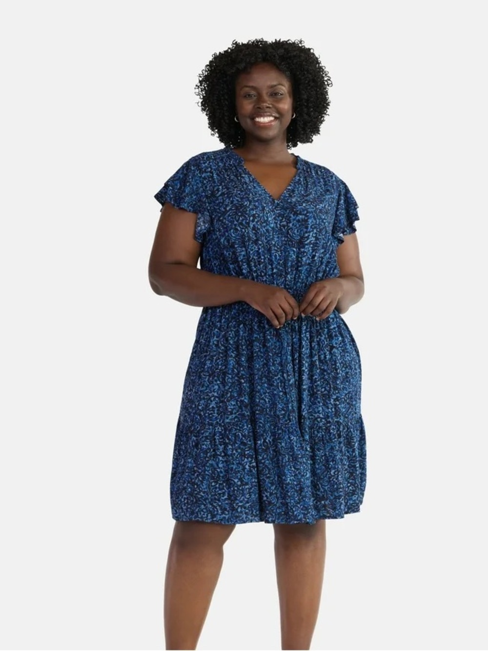 Terra & Sky Blue Floral Midi Dress NWT